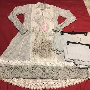 Grey Designer Indian Shalwar Kameez Dress (NWOT)
